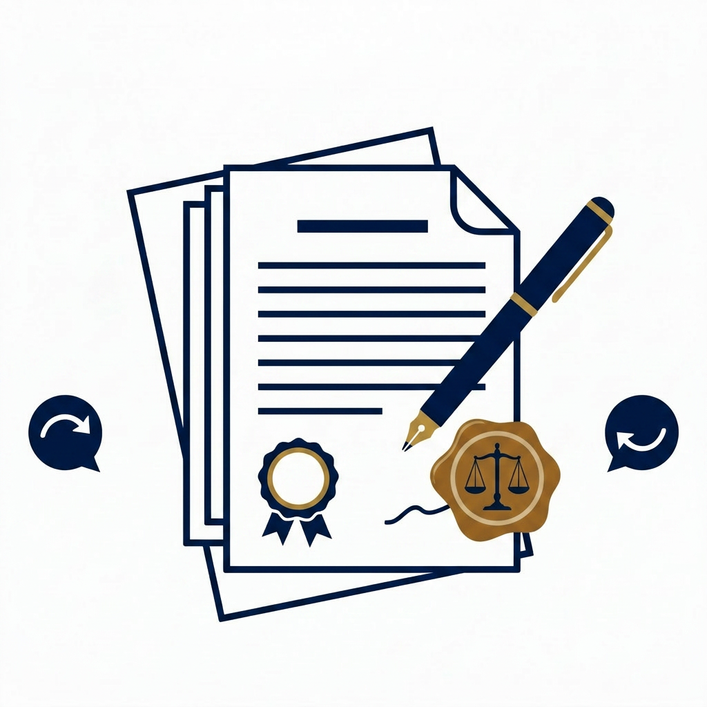 Éditer l’image existante du service « Traducción » pour supprimer entièrement le texte du logo, en conservant le même style minimaliste, la même composition générale, les mêmes couleurs et icônes liées à la traduction jurée. Aucun texte ni marque dans l’image finale.